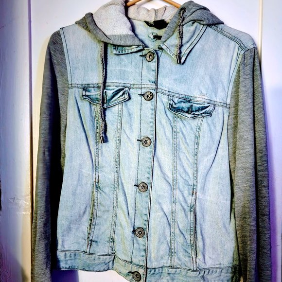 🌻 Armani Exchange 🌻 Large 🌻 Hooded Jean Sweater Jacket 🌻 Lightweight 🌻 - Picture 1 of 15